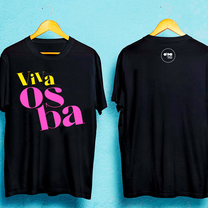 Camisa VIVA OSBA – Preta - Estampa amarela e rosa